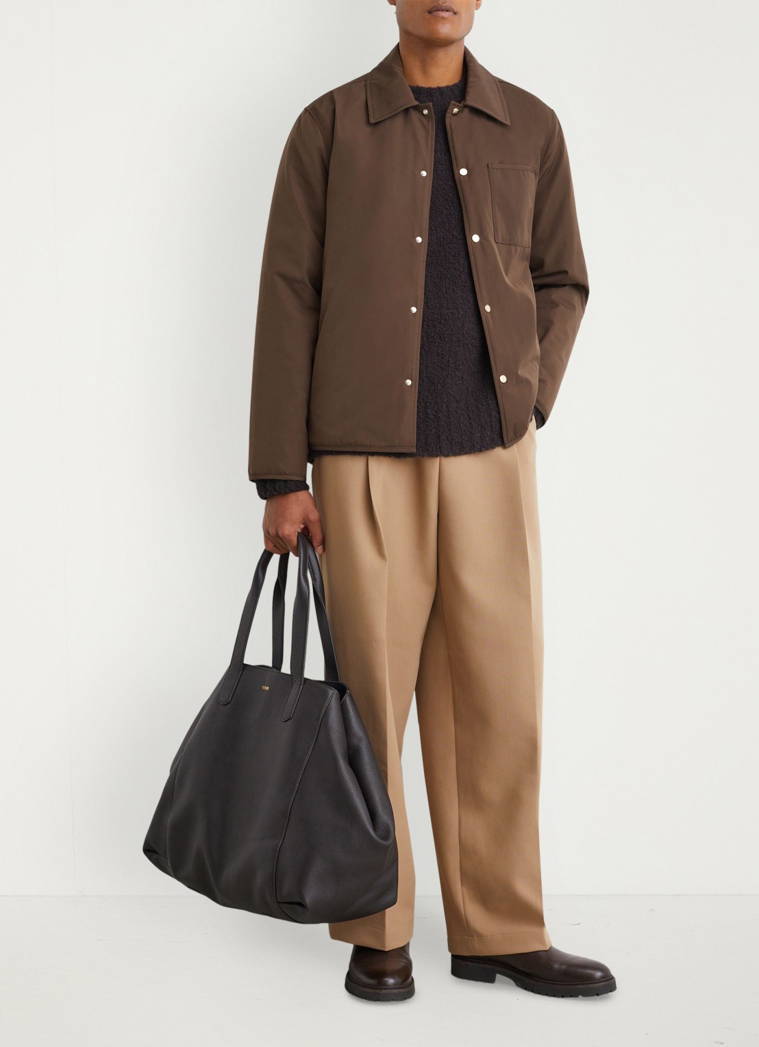 Reiss Raider gewatteerd overshirt met borstzak - voorkant 2 brown / bruin