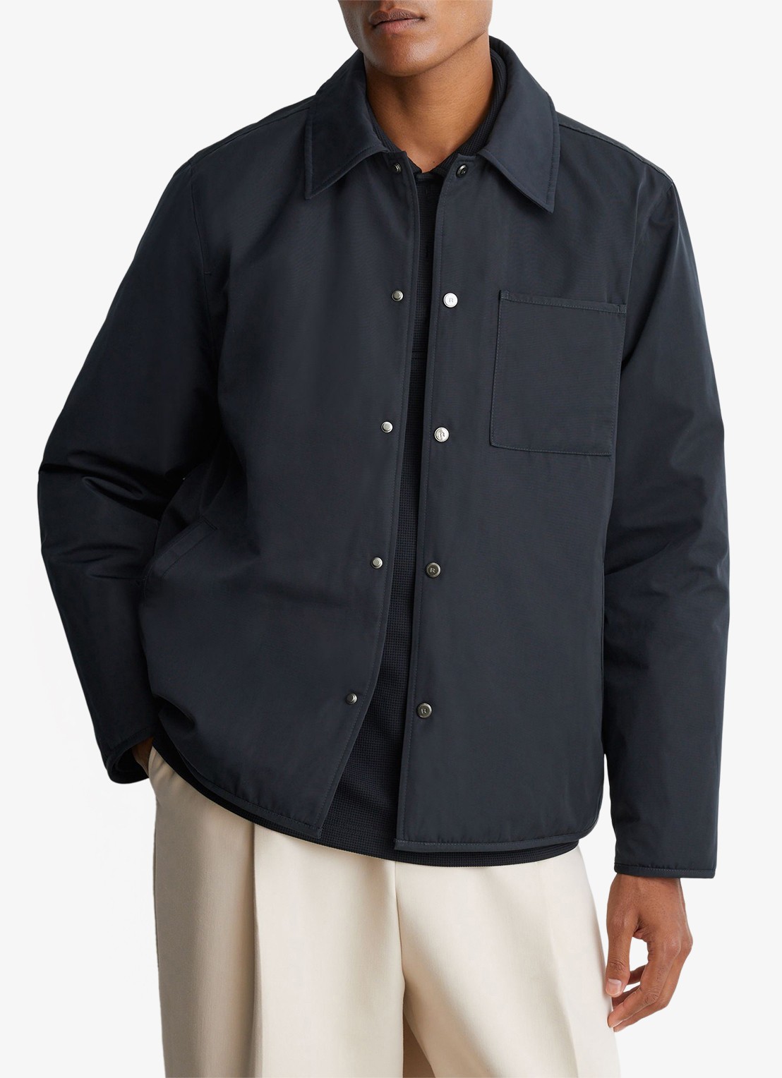 Reiss Raider gewatteerd overshirt met borstzak - detail navy / blauw