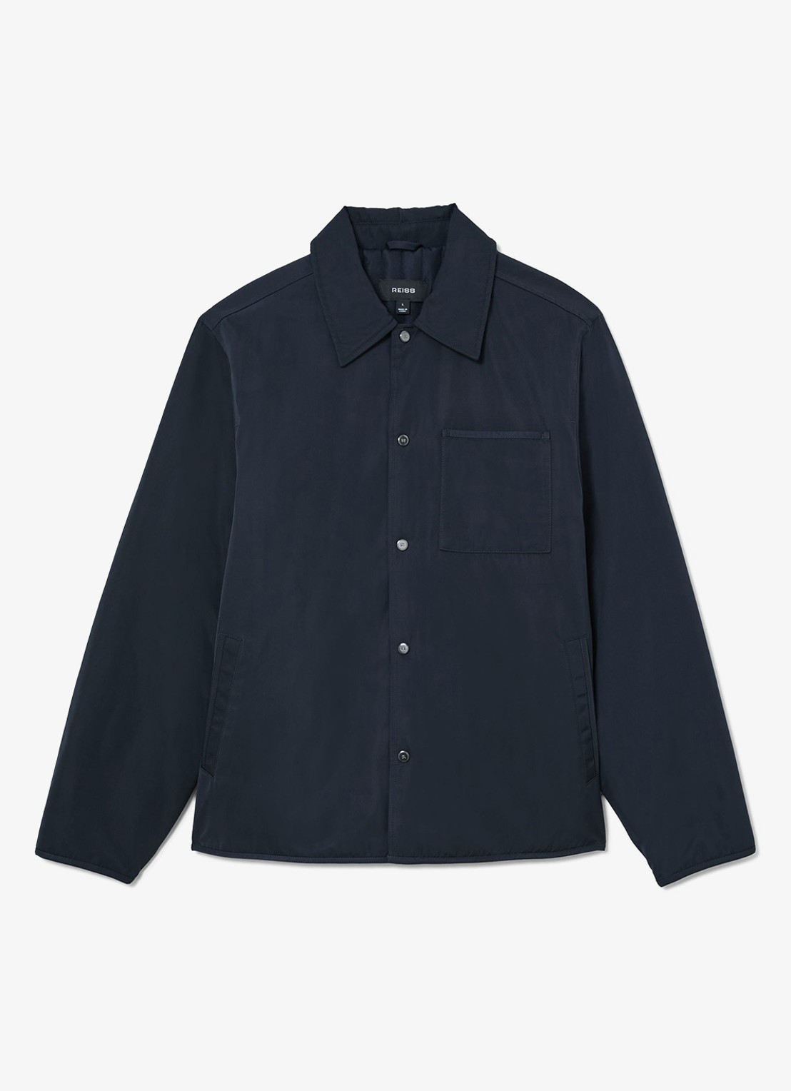Reiss Raider gewatteerd overshirt met borstzak - voorkant 5 navy / blauw