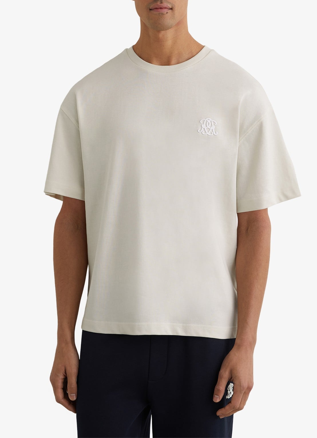Reiss Rainer T-shirt met borduring - detail 3 white / wit