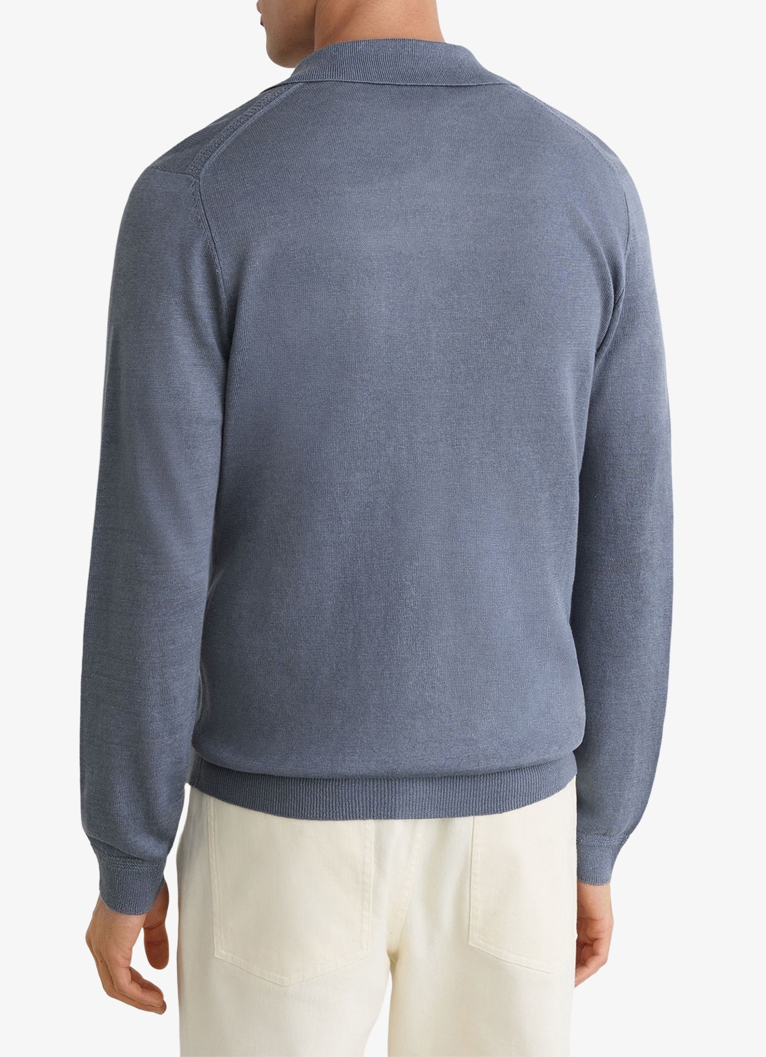 Reiss Rainham fijngebreid vest met borstzak - achterkant 6 airforce blue / blauw