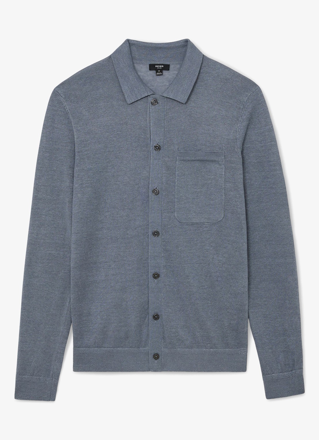 Reiss Rainham fijngebreid vest met borstzak - voorkant airforce blue / blauw