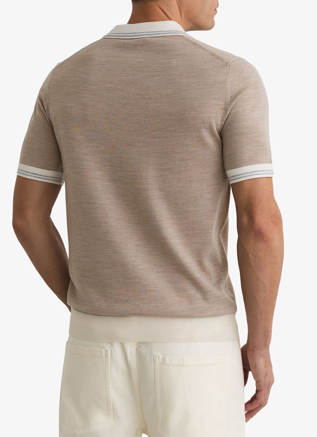 Reiss Redmire regular fit polo van merino wol - achterkant 2 beige