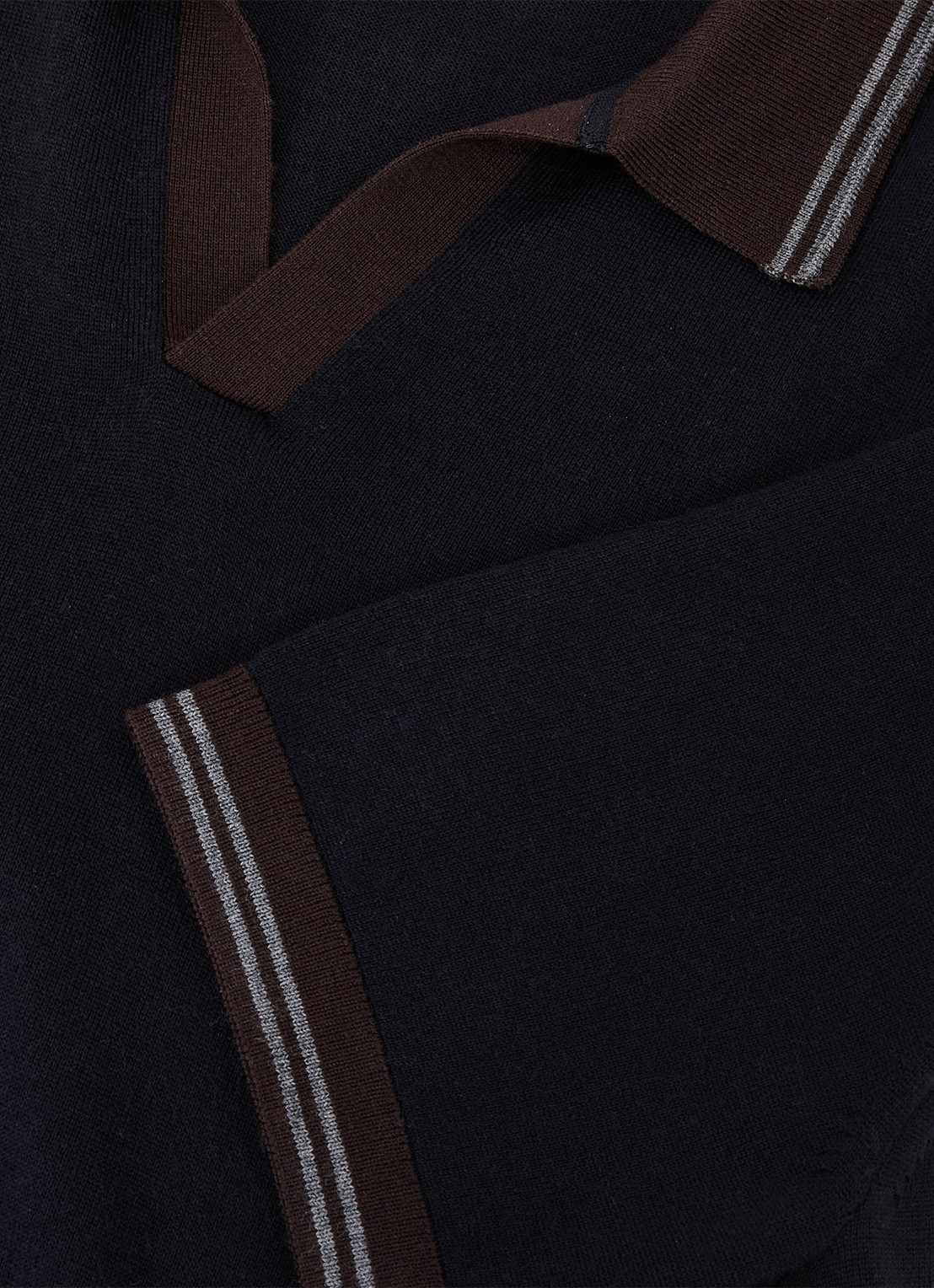 Reiss Redmire regular fit polo van merino wol - detail 3 donkerblauw