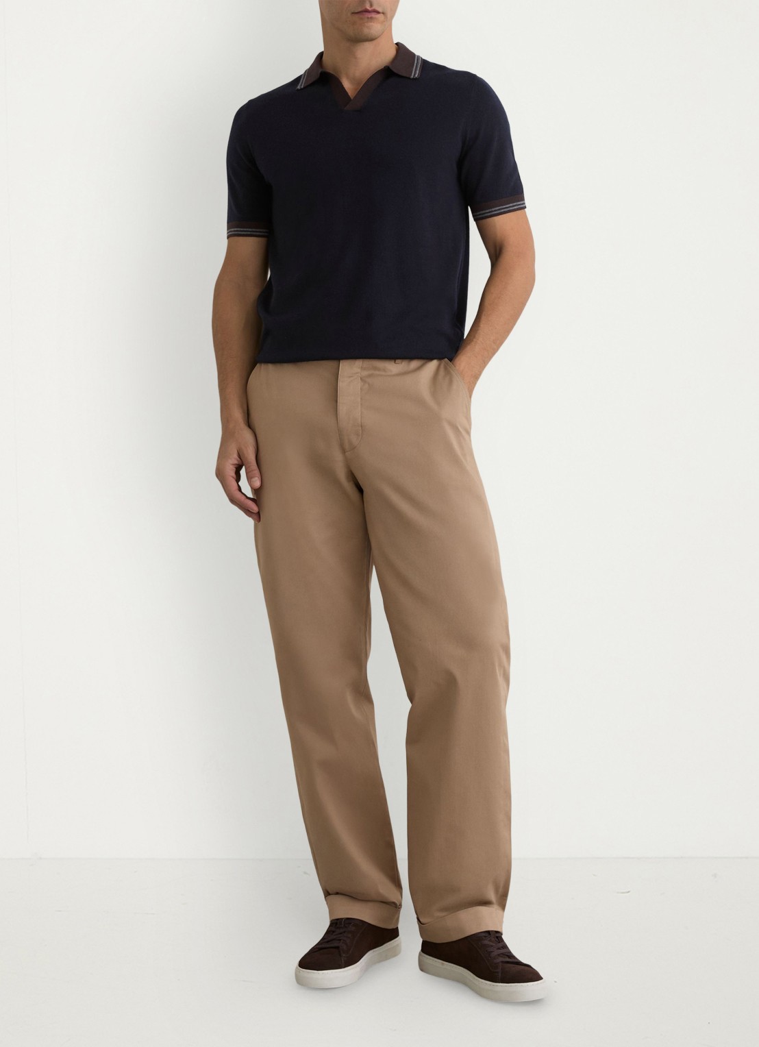 Reiss Redmire regular fit polo van merino wol - voorkant 6 donkerblauw