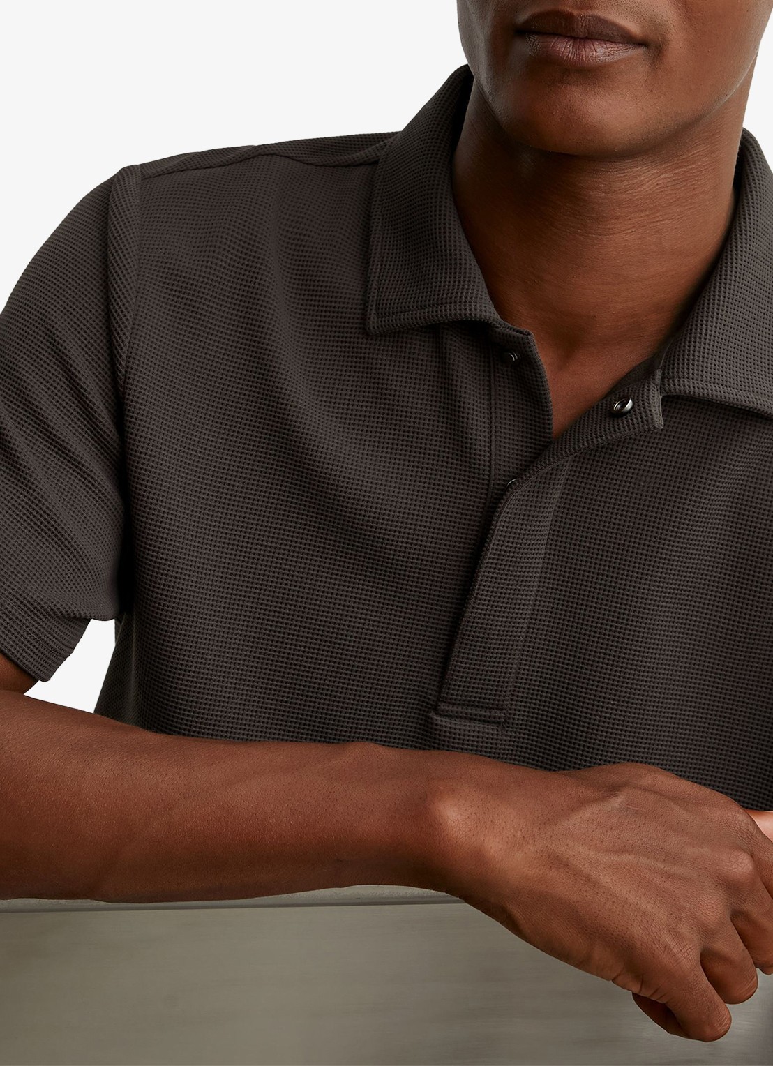 Reiss Reed regular fit polo met wafelstructuur - detail 2 brown / bruin