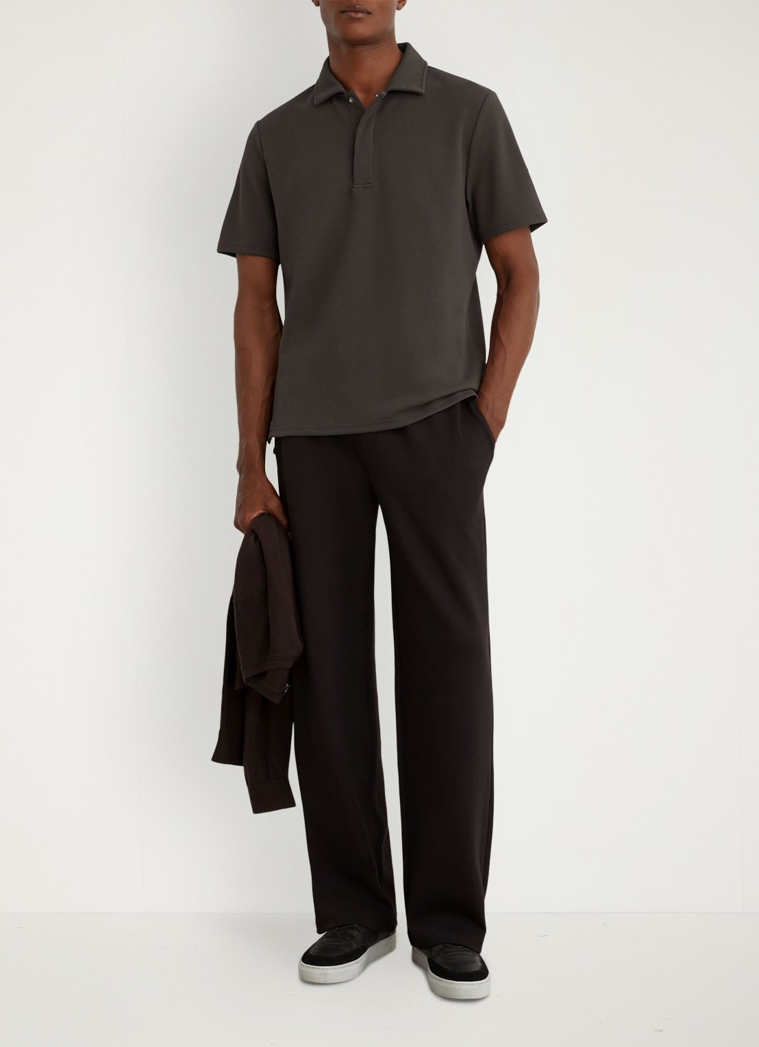 Reiss Reed regular fit polo met wafelstructuur - voorkant 6 brown / bruin