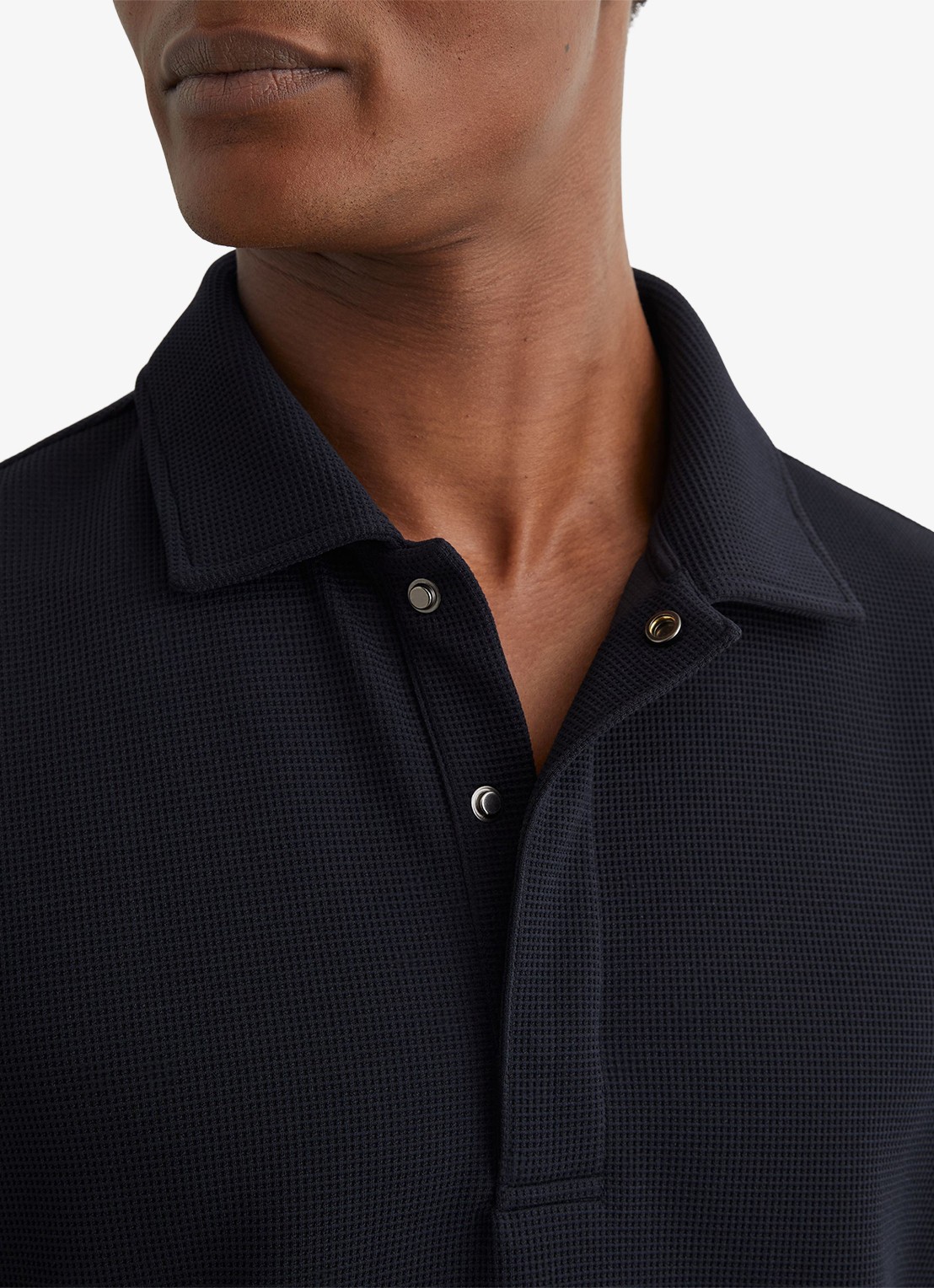 Reiss Reed regular fit polo met wafelstructuur - detail 3 navy / blauw
