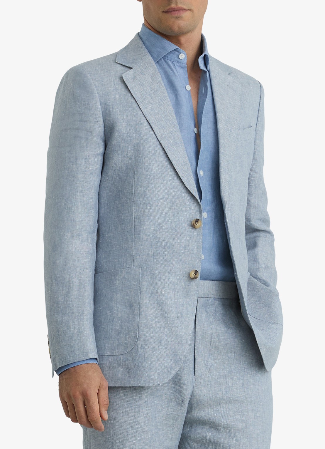 Reiss Regular fit colbert met steekzakken - detail 3 lichtblauw