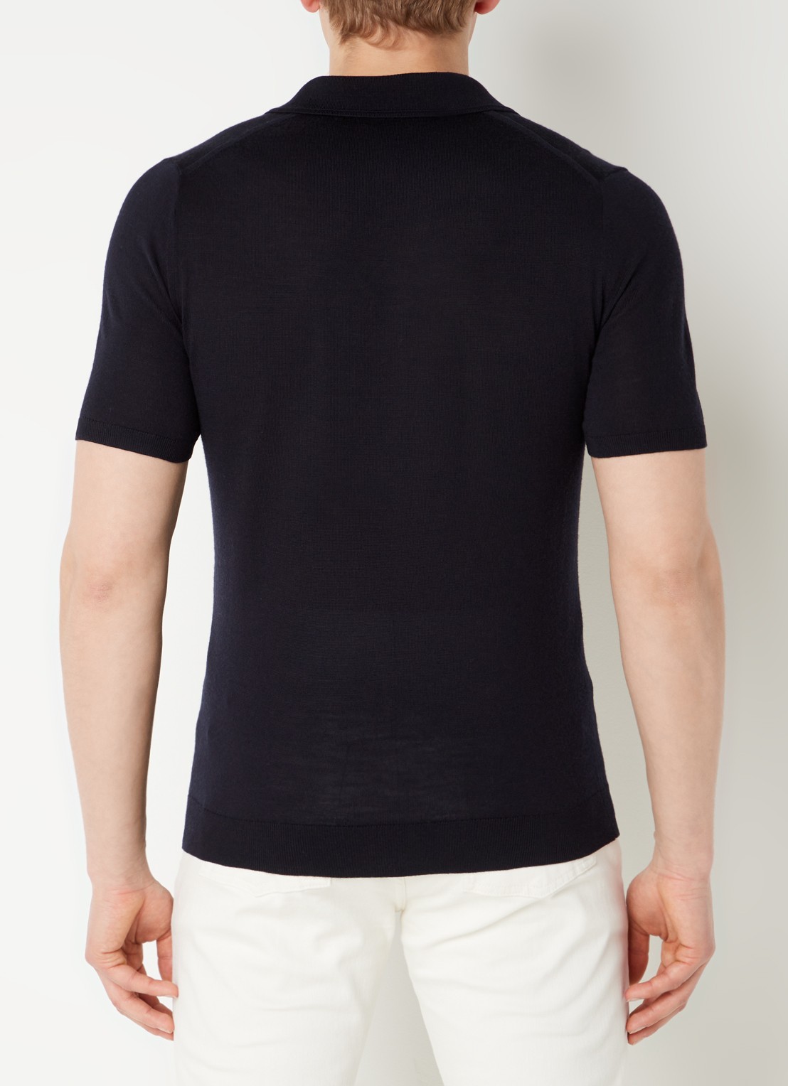 Reiss Regular fit fijngebreide polo van wol - achterkant 4 donkerblauw