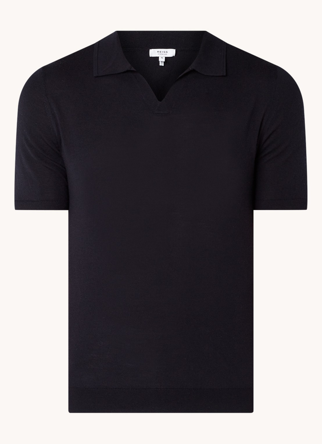 Reiss Regular fit fijngebreide polo van wol - voorkant 2 donkerblauw