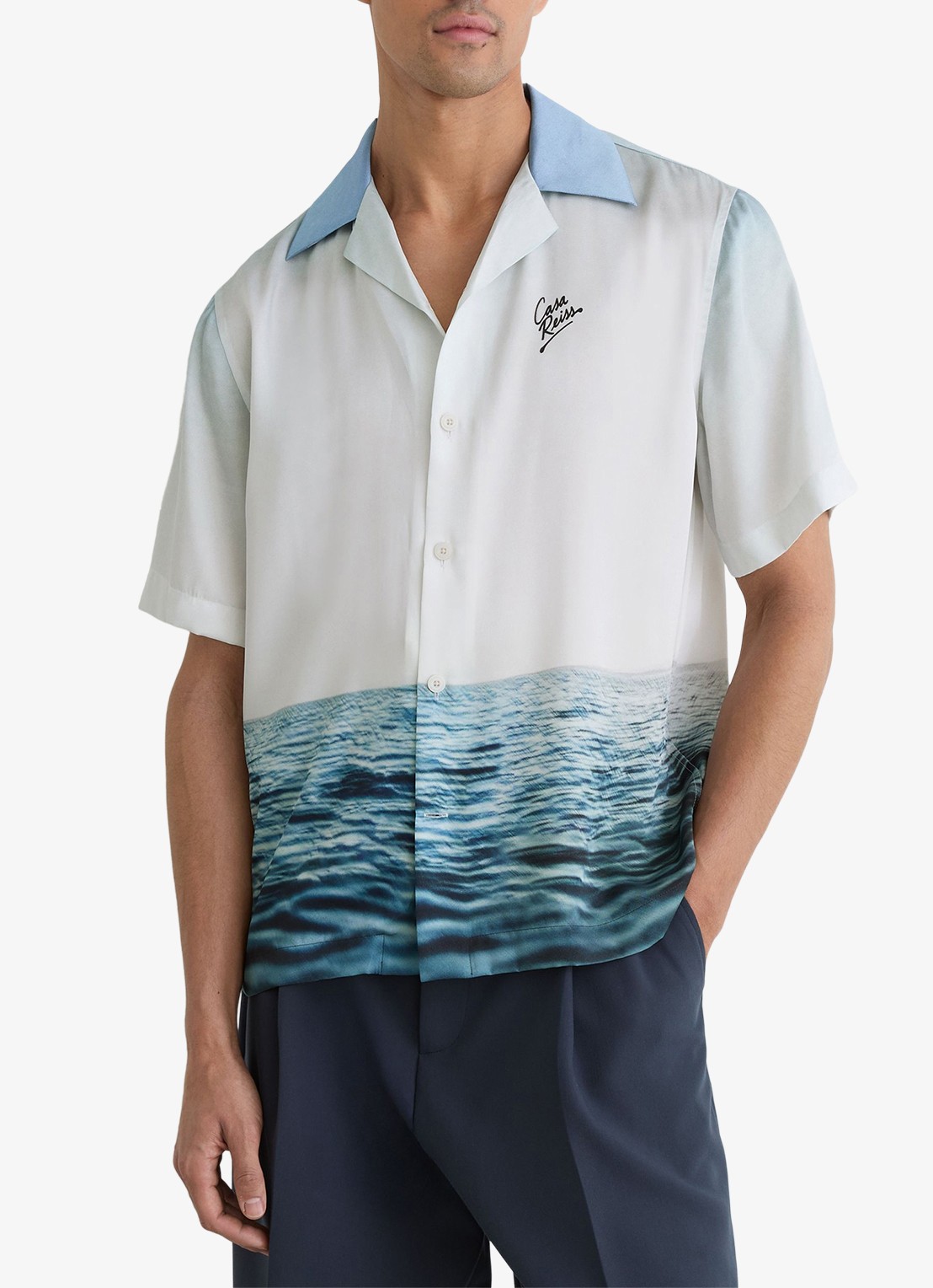Reiss Regular fit overhemd met print - detail 4 lichtblauw