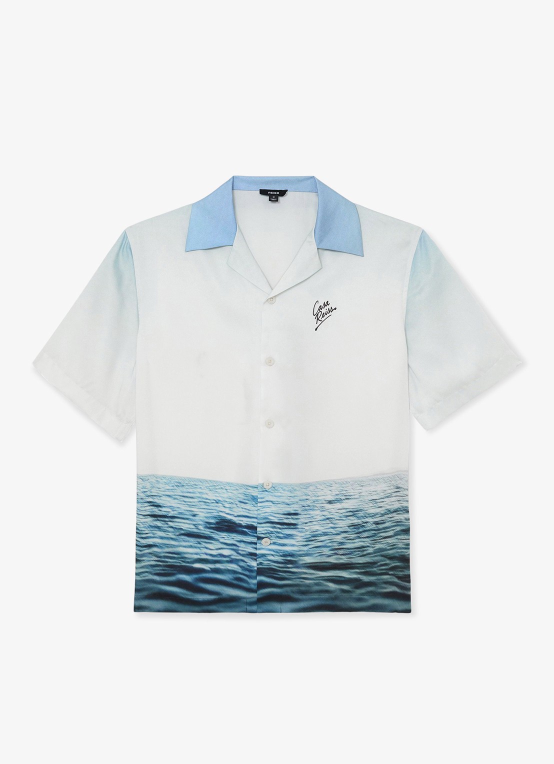 Reiss Regular fit overhemd met print - voorkant 2 lichtblauw
