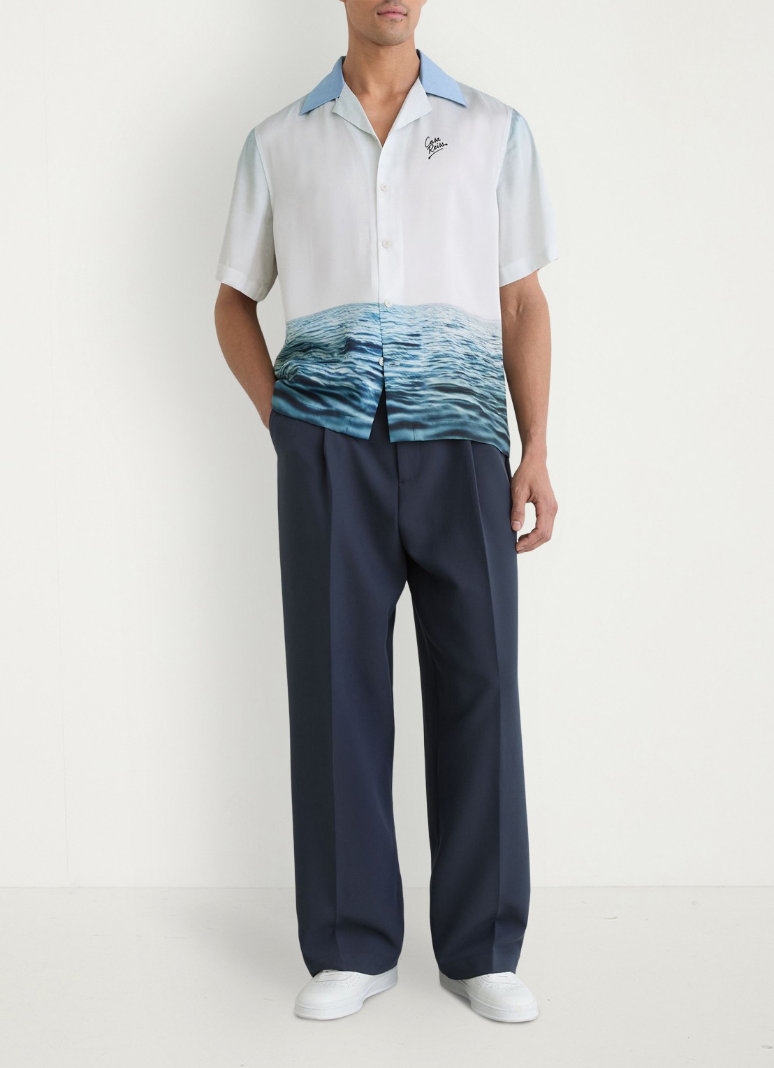 Reiss Regular fit overhemd met print - voorkant 3 lichtblauw