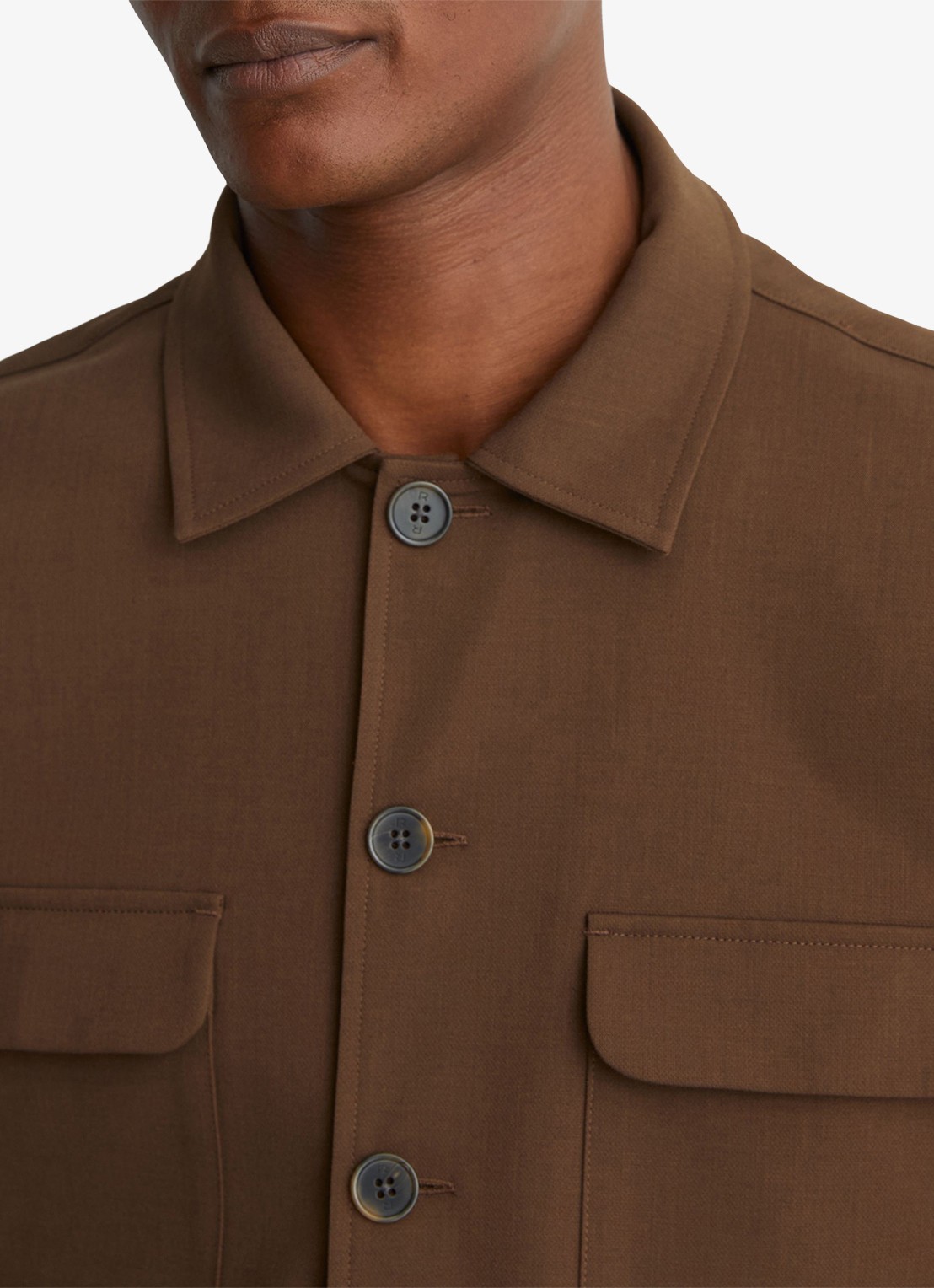 Reiss Regular fit overshirt met borstzak - detail 4 bruin