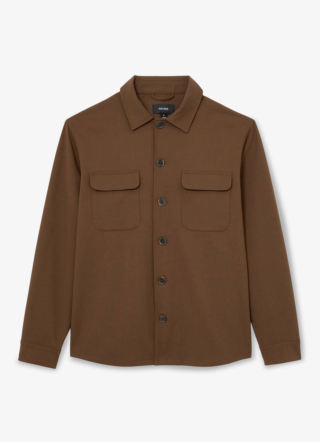 Reiss Regular fit overshirt met borstzak - voorkant bruin