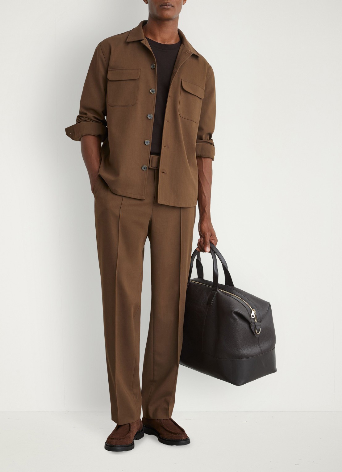 Reiss Regular fit overshirt met borstzak - voorkant 2 bruin