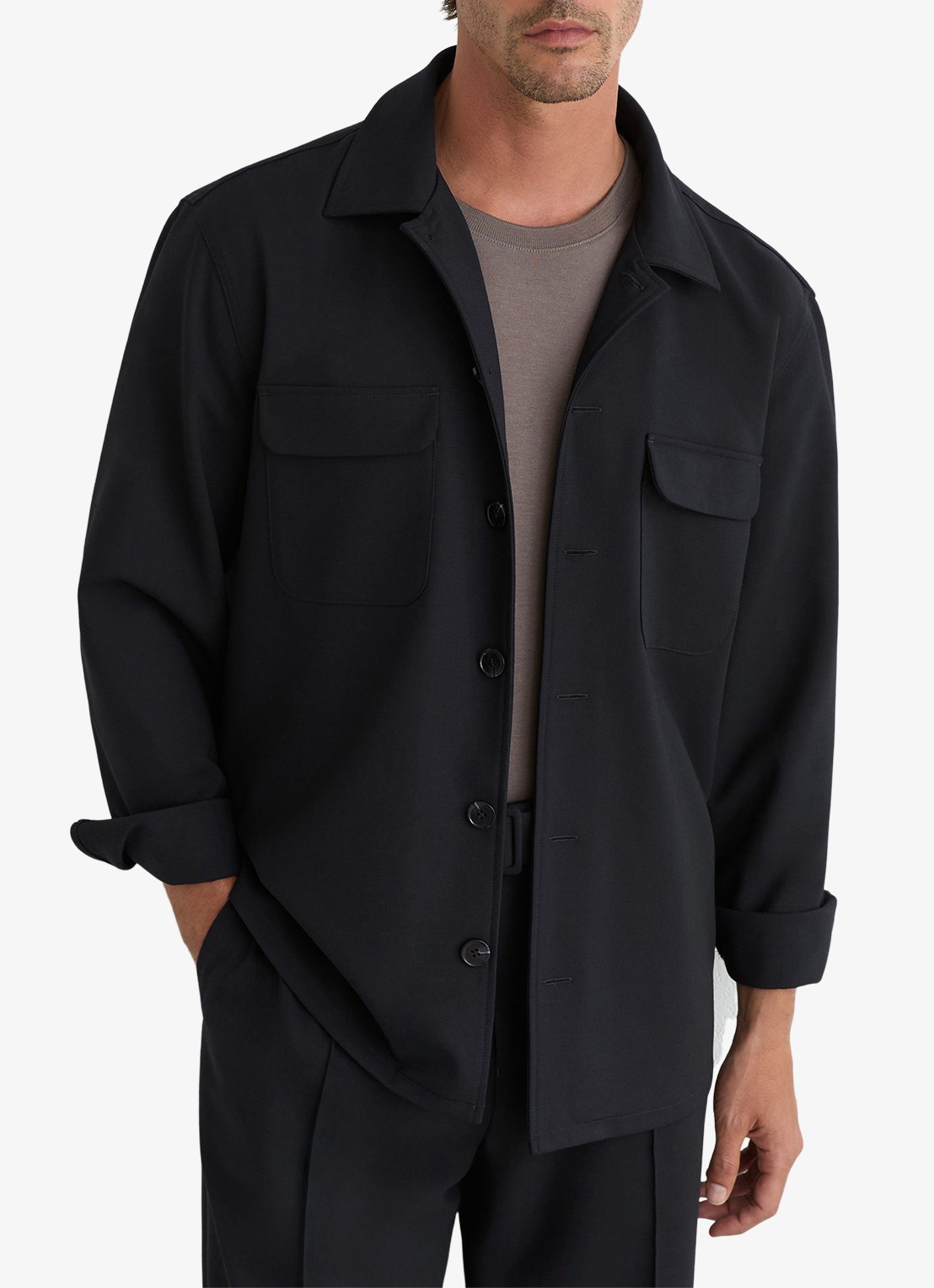 Reiss Regular fit overshirt met borstzak - detail 2 navy / blauw