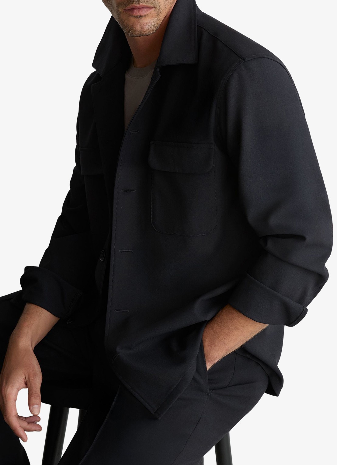 Reiss Regular fit overshirt met borstzak - detail 5 navy / blauw