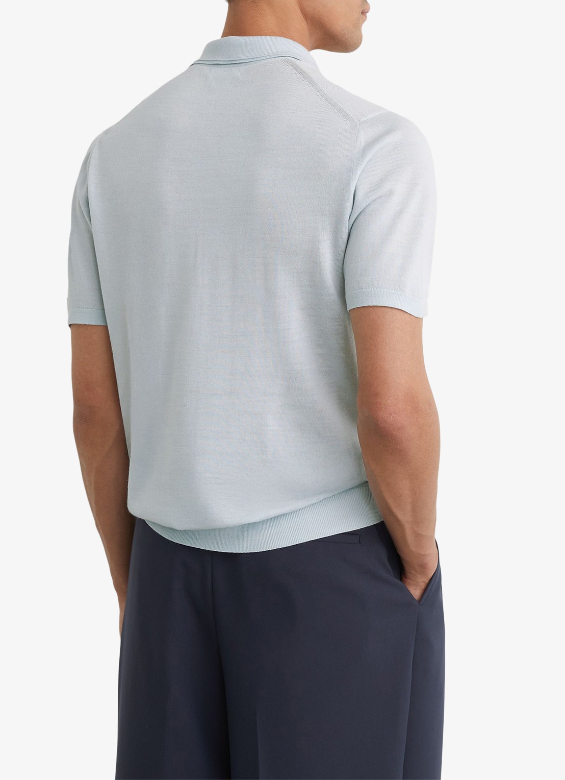 Reiss Regular fit polo met gemêleerd dessin - achterkant aquatic blue / lichtblauw