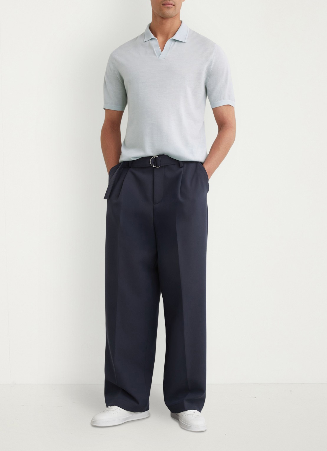 Reiss Regular fit polo met gemêleerd dessin - voorkant 3 aquatic blue / lichtblauw