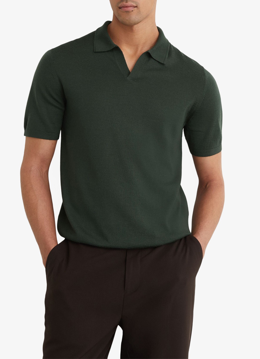 Reiss Regular fit polo met gemêleerd dessin - detail dark green / groen