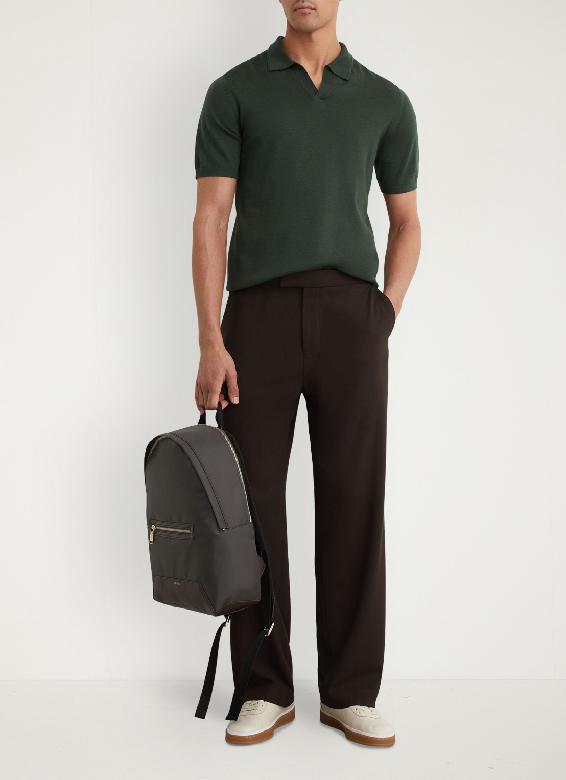 Reiss Regular fit polo met gemêleerd dessin - voorkant 7 dark green / groen