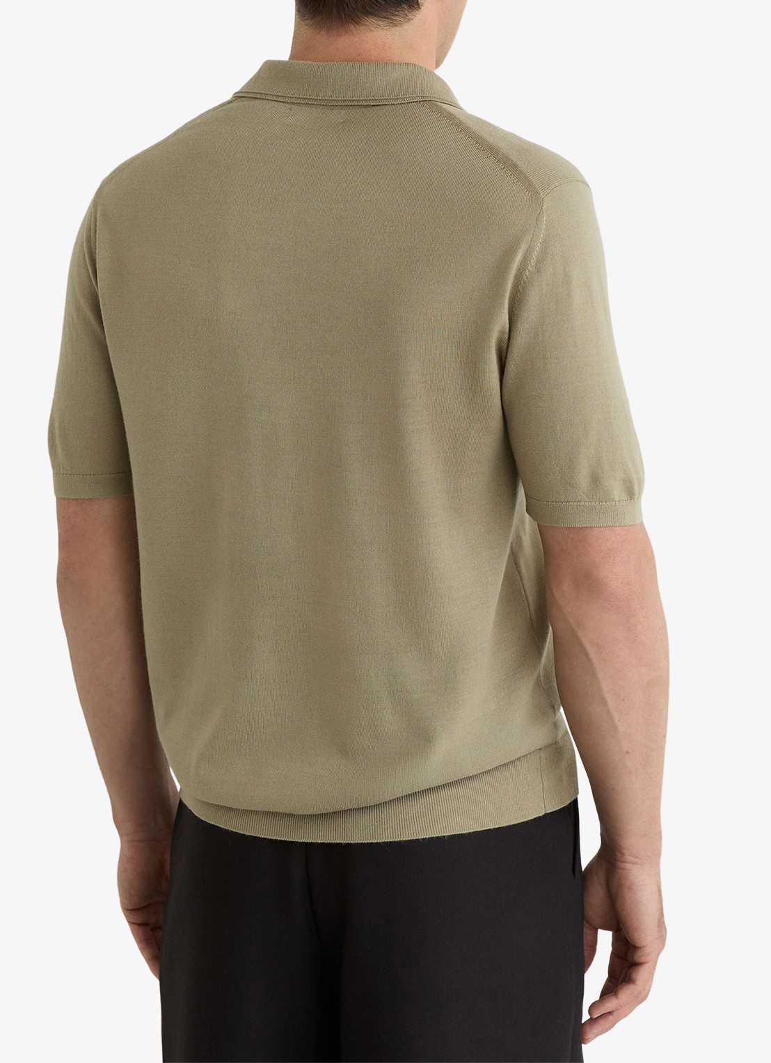 Reiss Regular fit polo met gemêleerd dessin - achterkant 5 soft olive green / groen