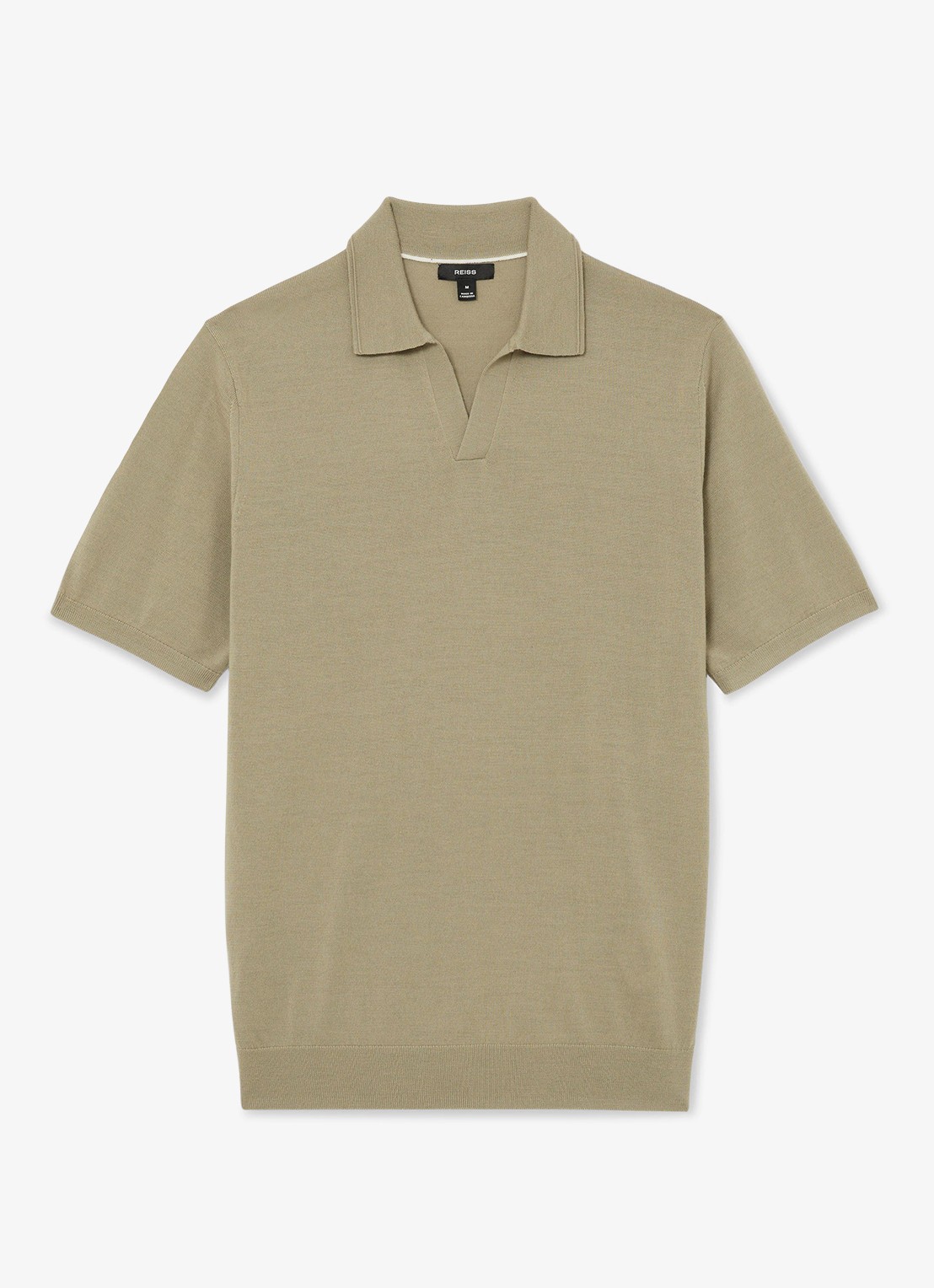 Reiss Regular fit polo met gemêleerd dessin - voorkant soft olive green / groen