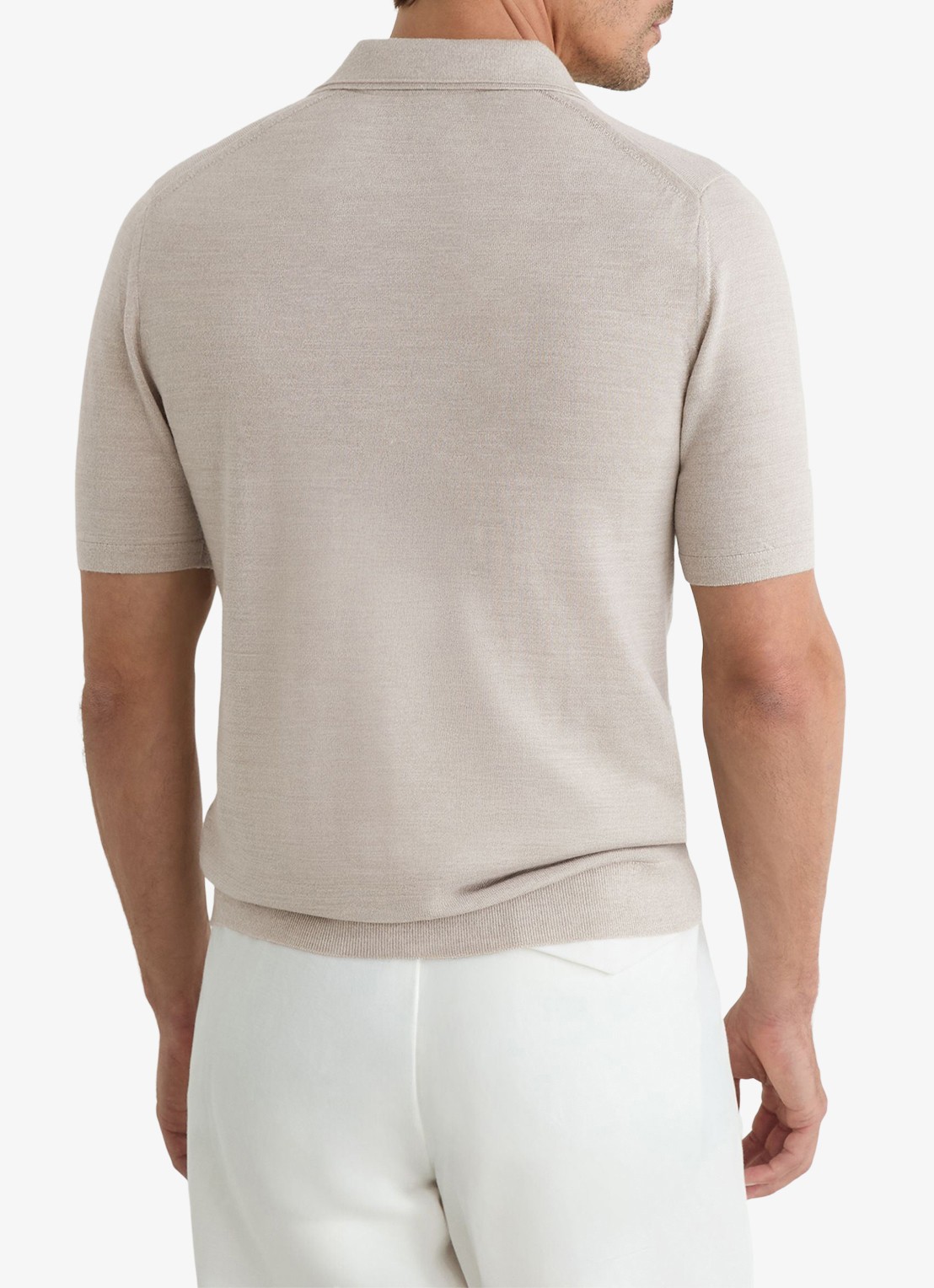 Reiss Regular fit polo met gemêleerd dessin - achterkant beige