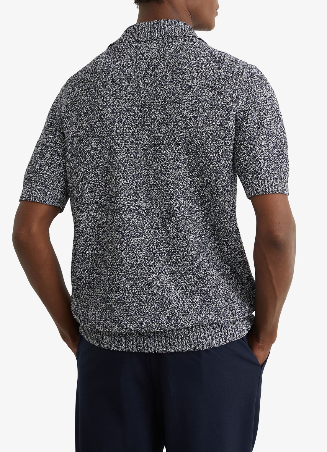 Reiss Regular fit polo met gemêleerd dessin - achterkant indigo blue / blauw