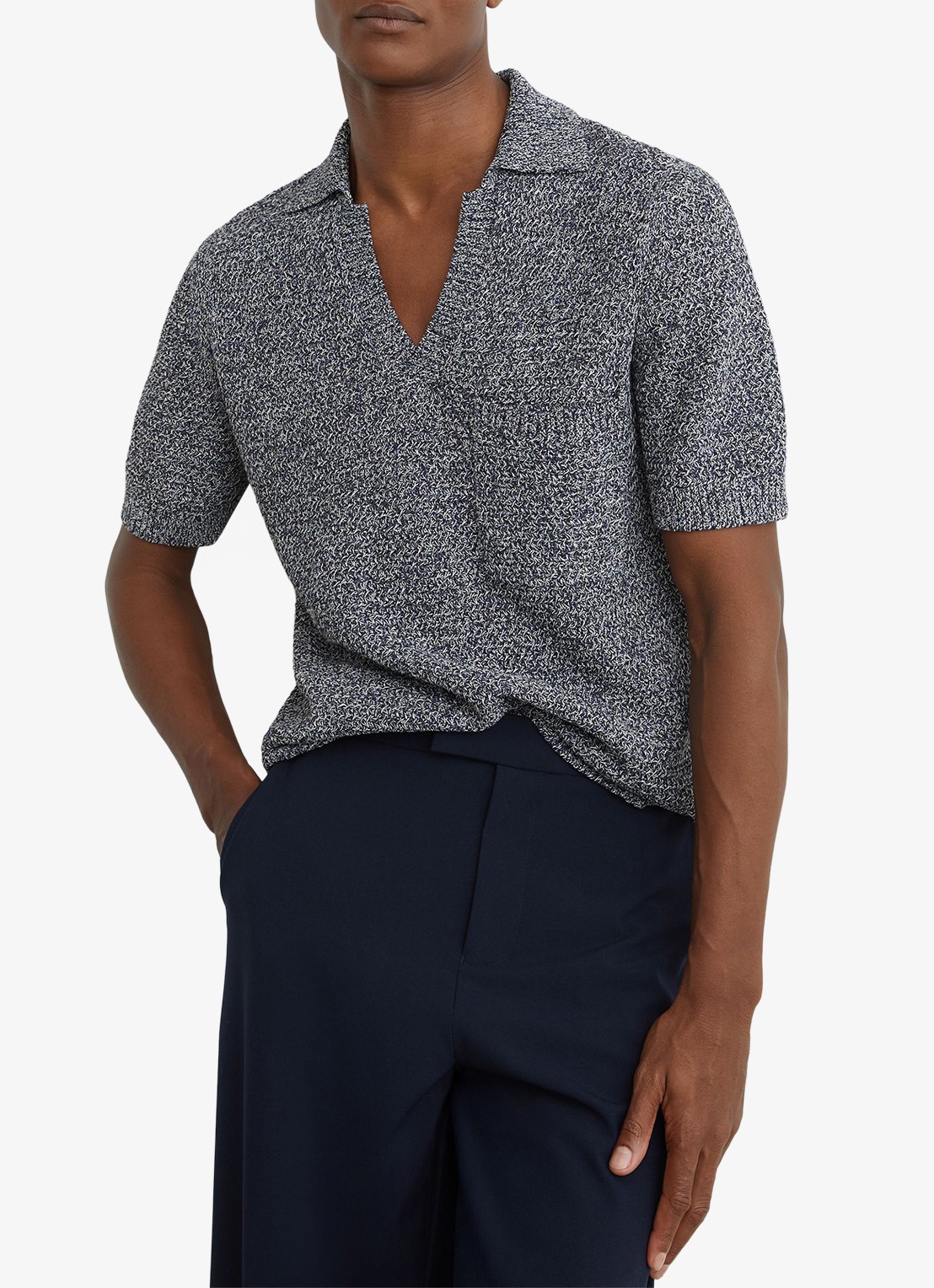 Reiss Regular fit polo met gemêleerd dessin - detail 4 indigo blue / blauw