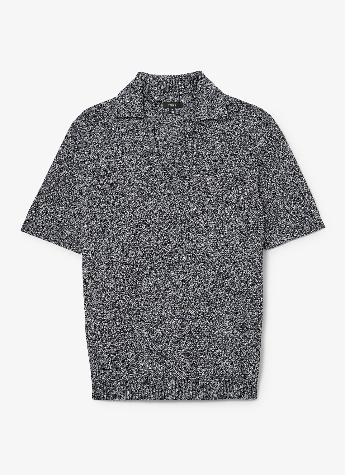 Reiss Regular fit polo met gemêleerd dessin - voorkant 2 indigo blue / blauw
