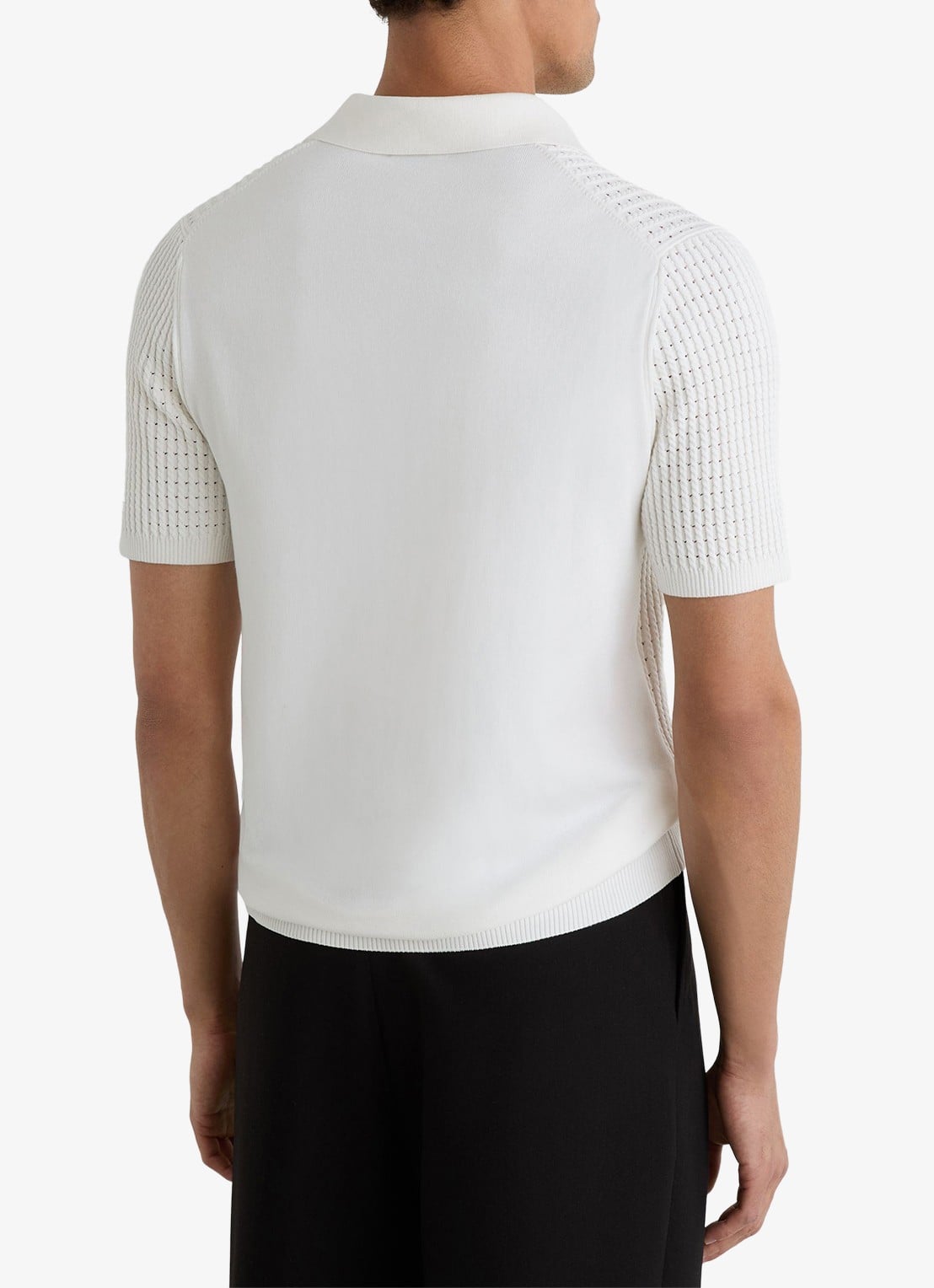 Reiss Regular fit polo met opengewerkt dessin - achterkant wit
