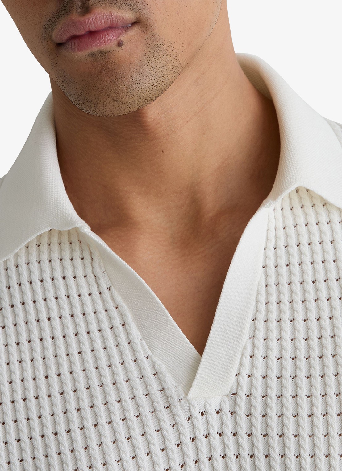 Reiss Regular fit polo met opengewerkt dessin - detail 6 wit