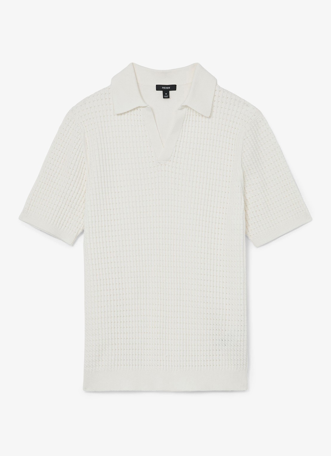 Reiss Regular fit polo met opengewerkt dessin - voorkant 2 wit
