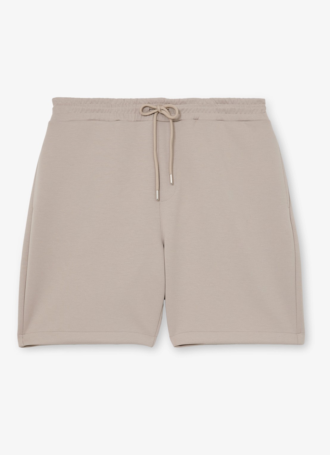 Reiss Reid straight fit korte broek met steekzakken - voorkant 5 stone / beige