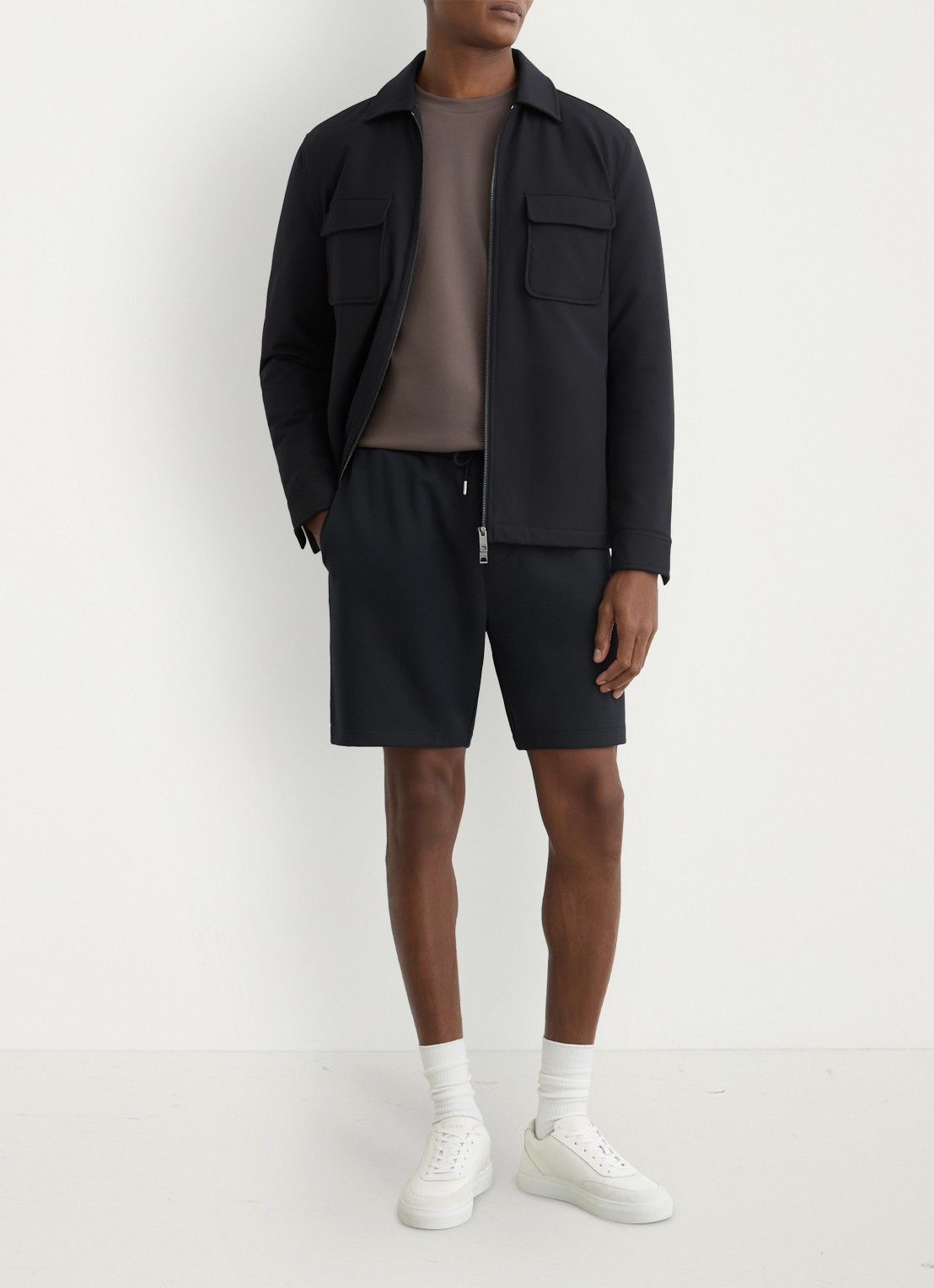 Reiss Reid straight fit korte broek met steekzakken - voorkant 6 donkerblauw