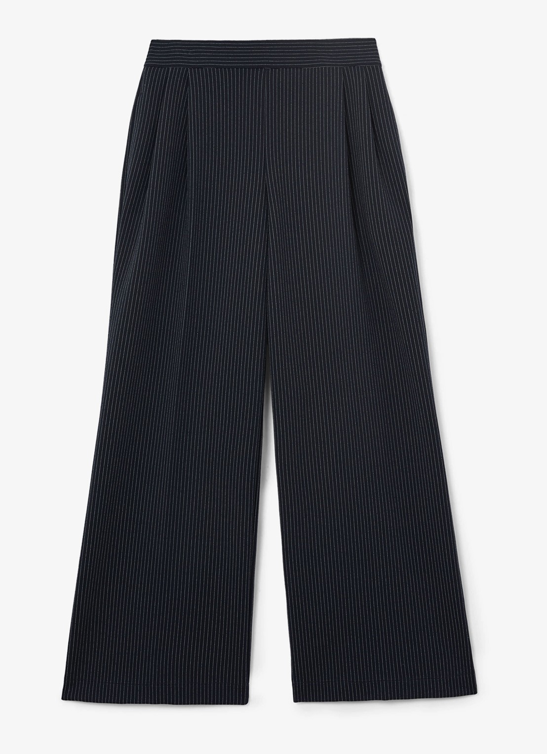 Reiss Remi high waist wide fit pantalon met streepprint - voorkant 6 donkerblauw