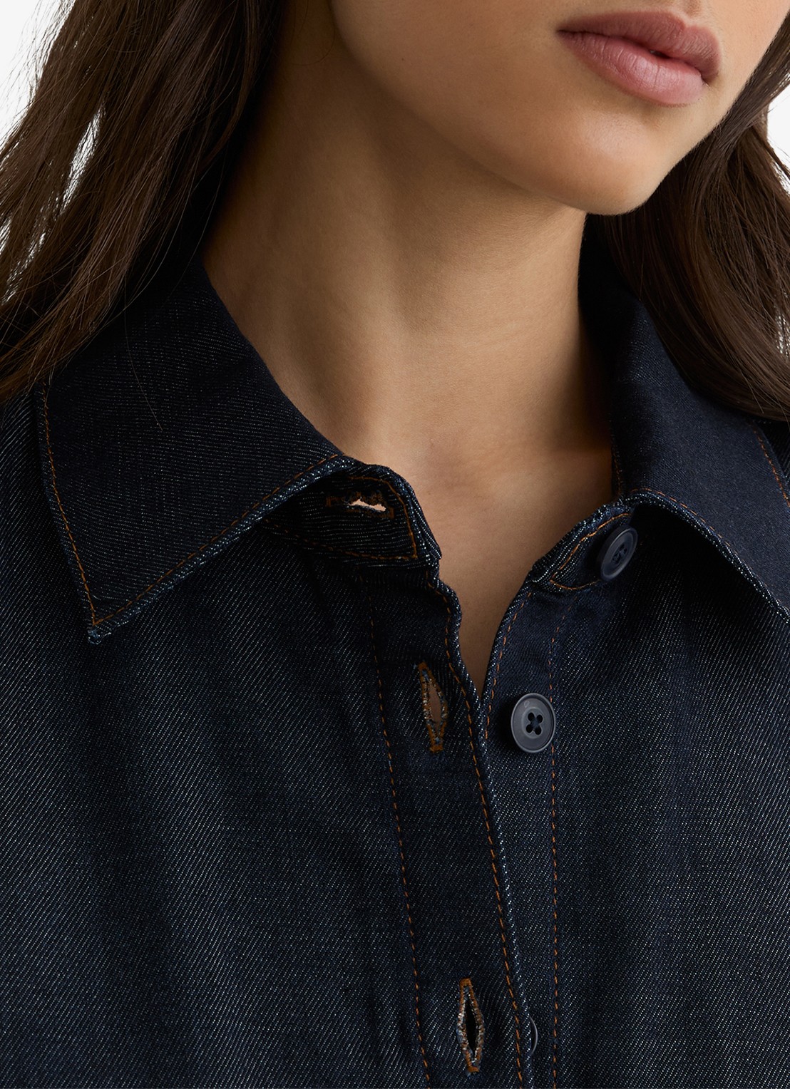Reiss Remi midi blousejurk met ceintuur - detail 4 donkerblauw