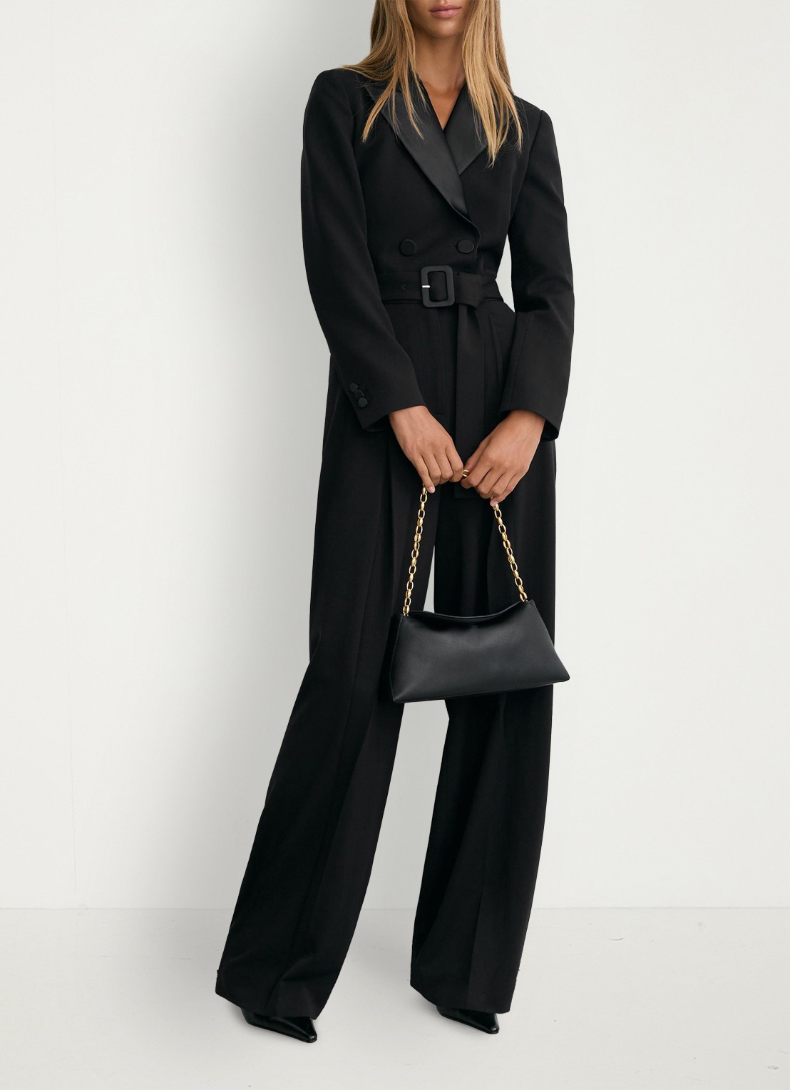 Reiss Remi wide leg blazer jumpsuit - detail 3 black / zwart