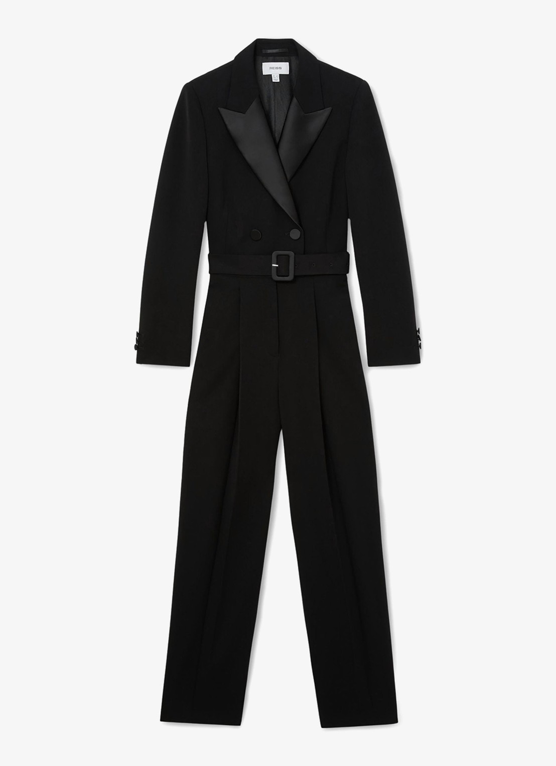 Reiss Remi wide leg blazer jumpsuit - voorkant 6 black / zwart