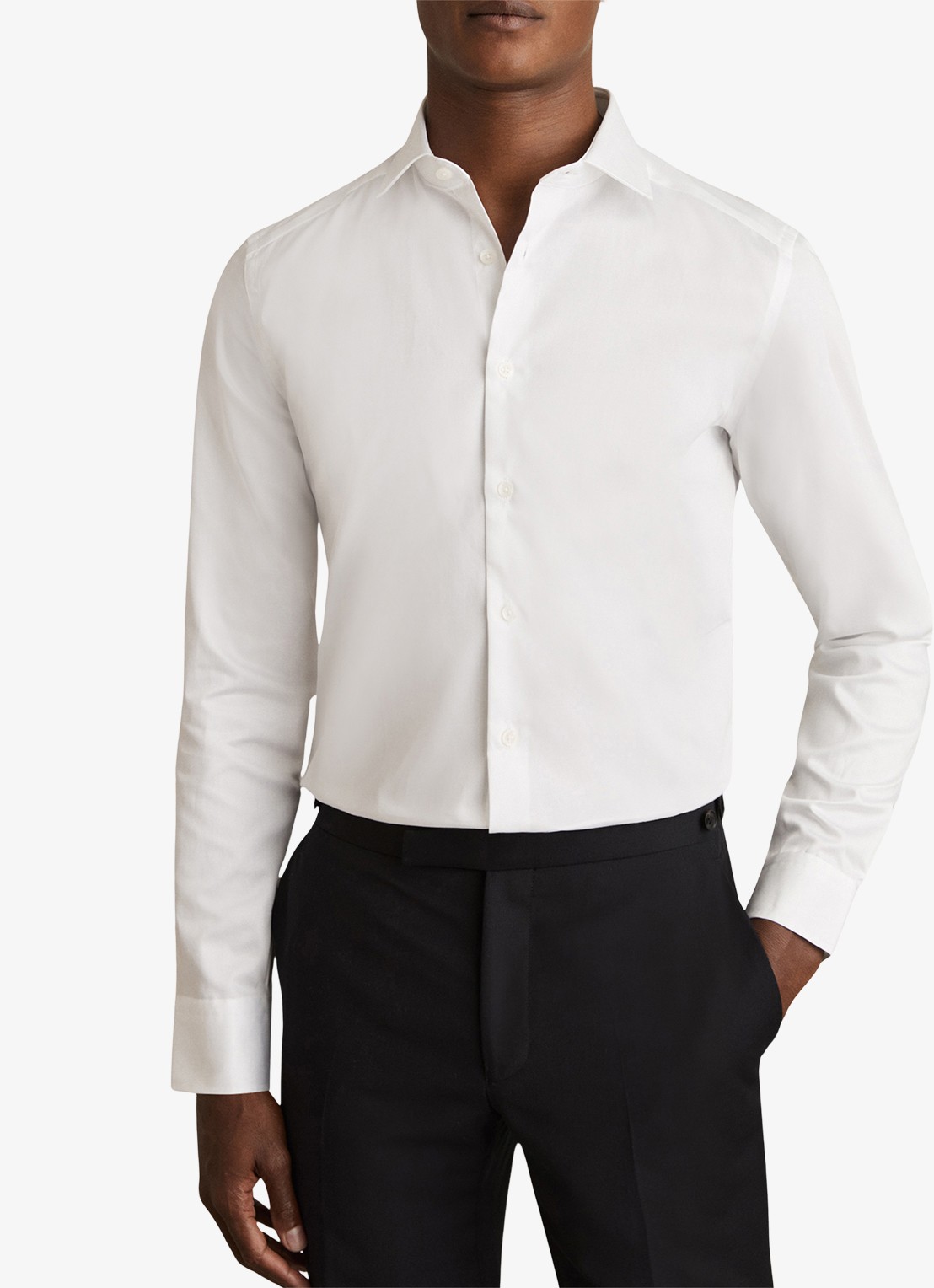 Reiss Remote slim fit overhemd met cut-away kraag - detail 4 wit
