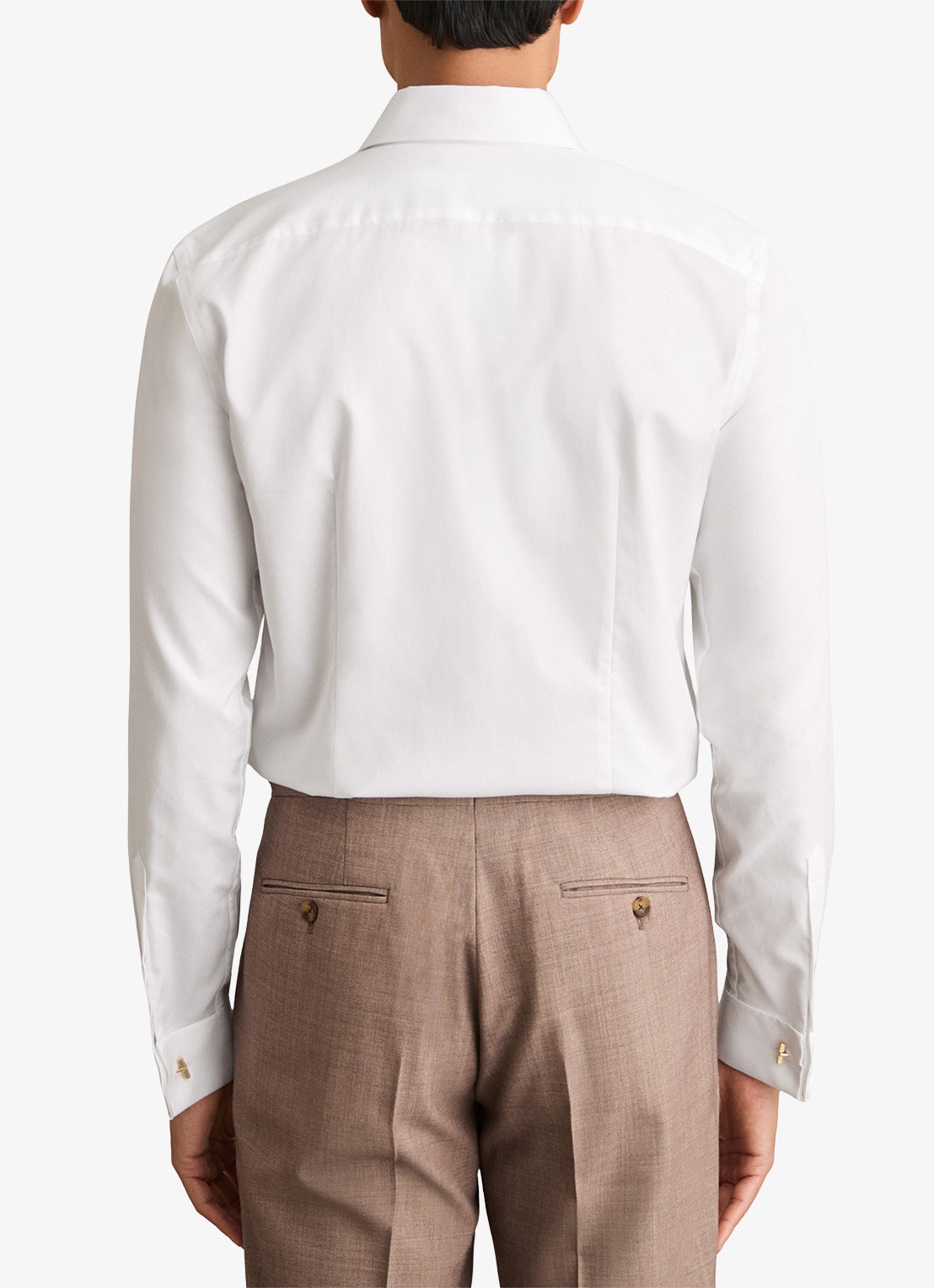 Reiss Remote slim fit overhemd met dubbele manchet - achterkant 3 white / wit