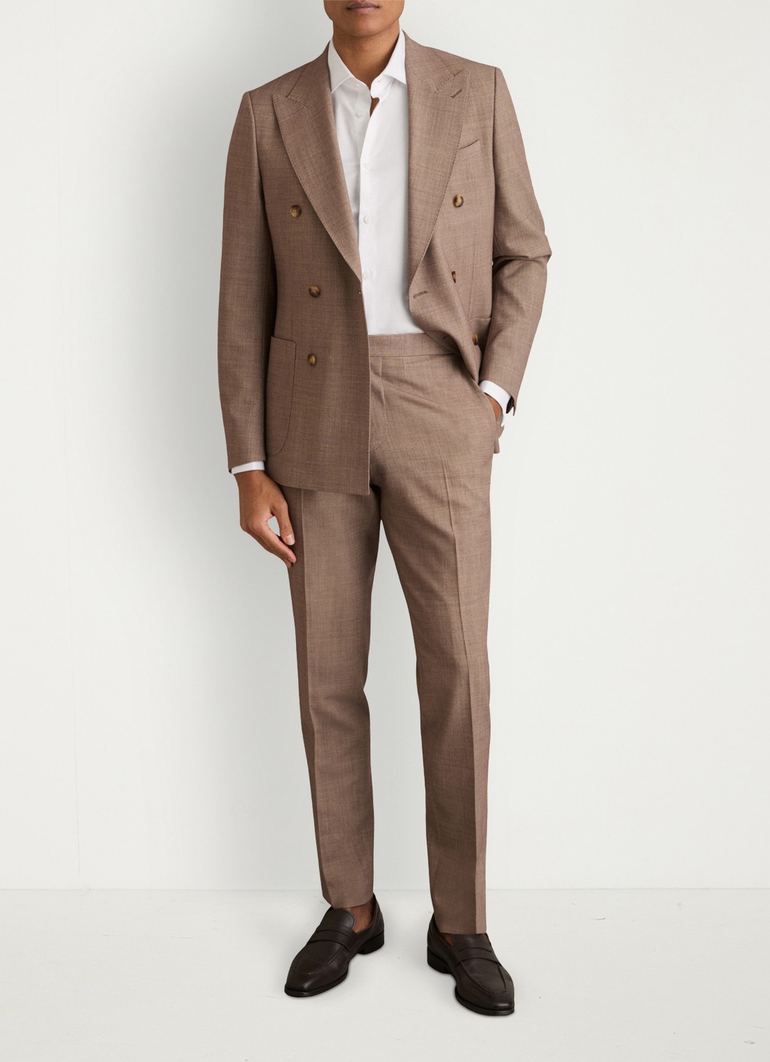 Reiss Remote slim fit overhemd met dubbele manchet - voorkant 2 white / wit