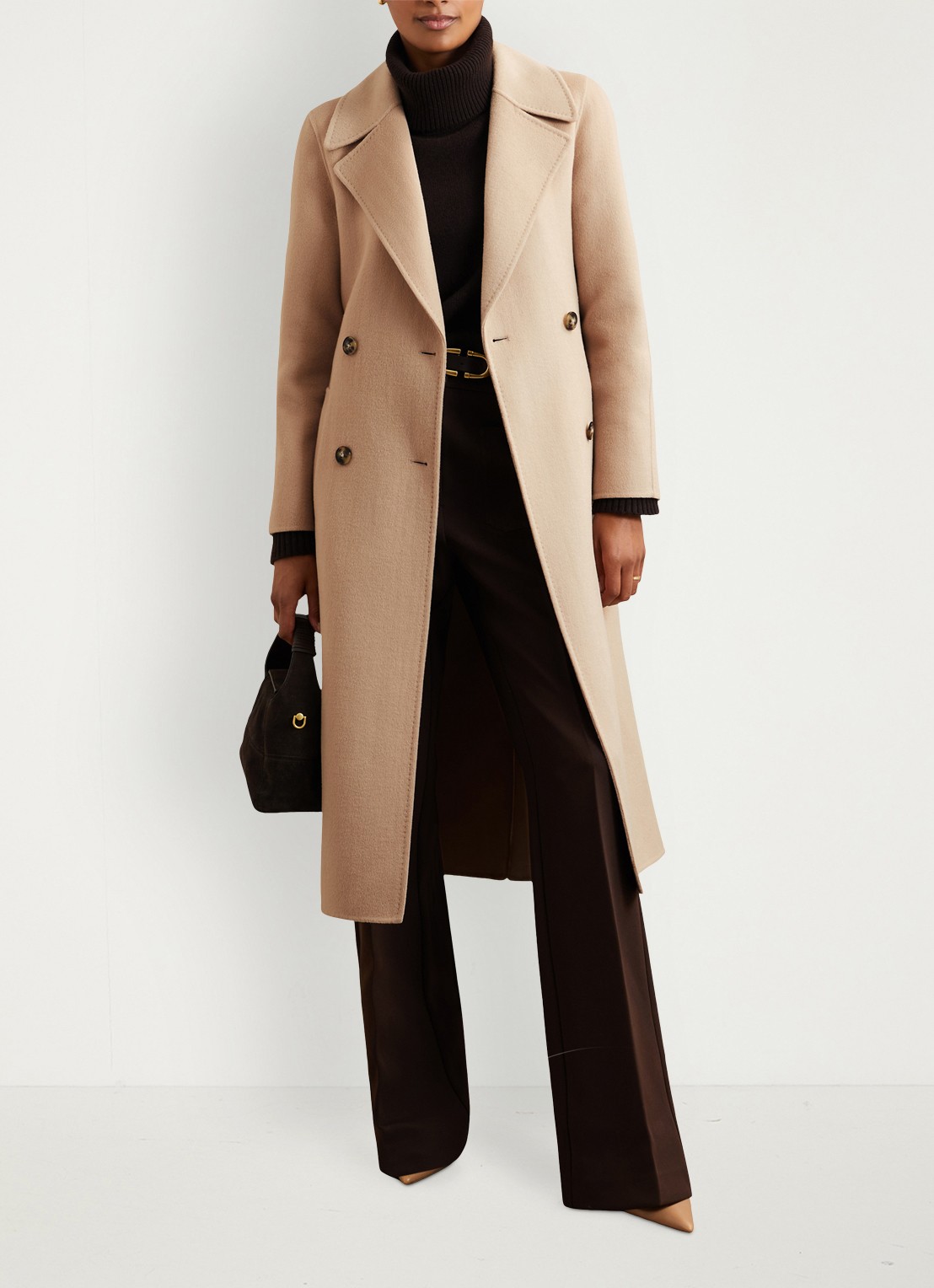 Reiss Rene mantel in wolblend met strikceintuur - detail 3 camel