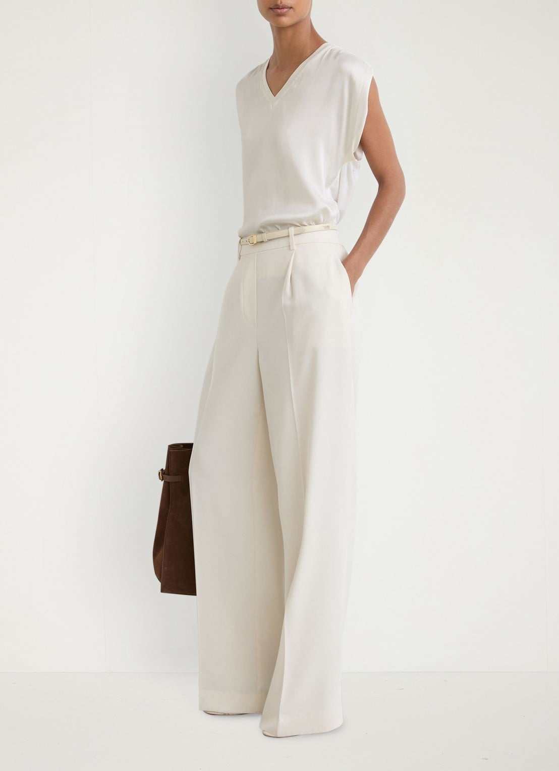 Reiss Renita top in zijdeblend - voorkant 5 wit