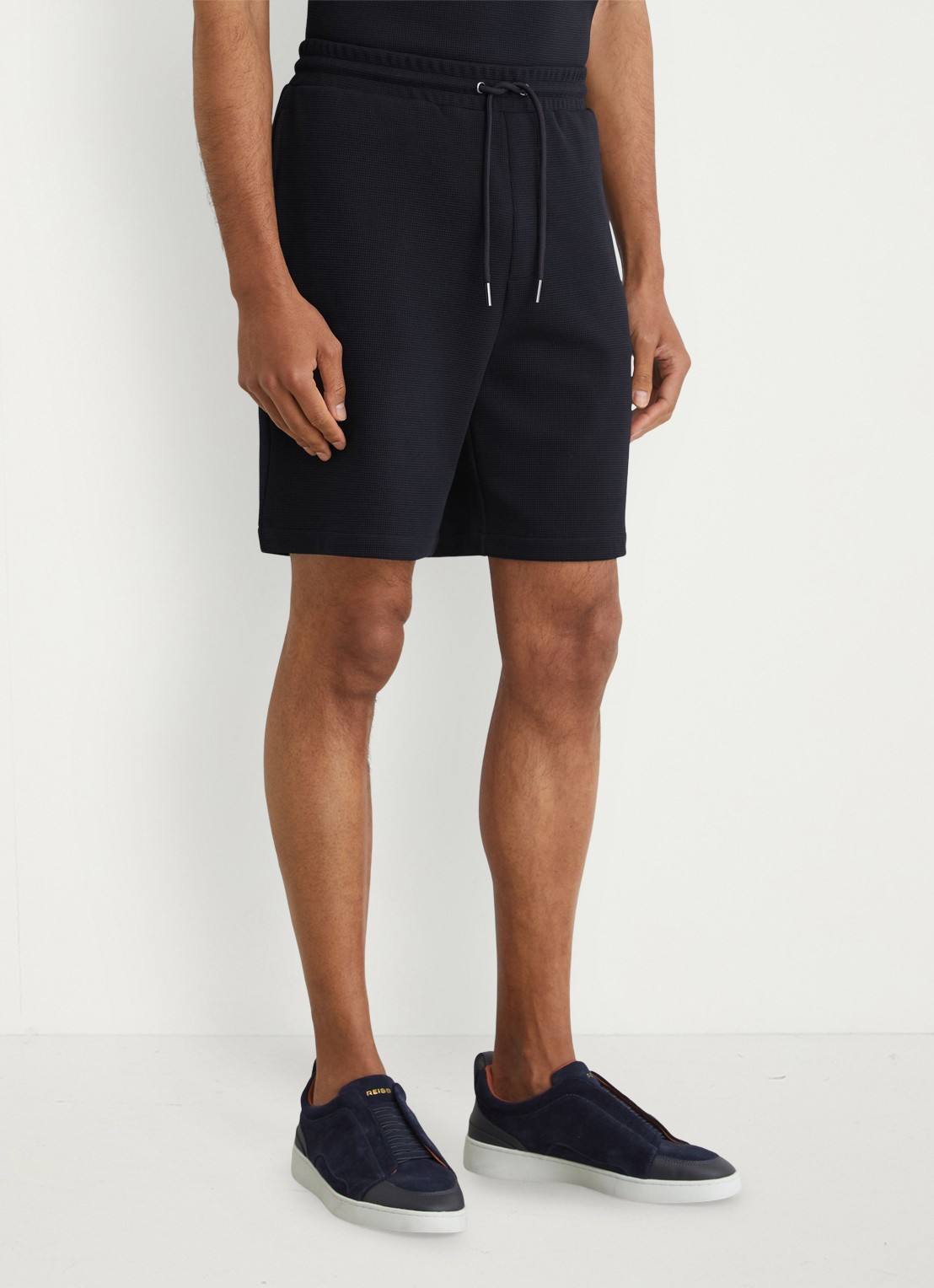 Reiss Renly straight fit korte joggingbroek met wafelstructuur - detail 4 navy / blauw