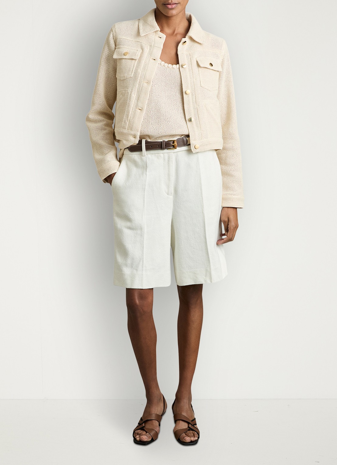 Reiss Renzo jack met structuur - voorkant 2 creme