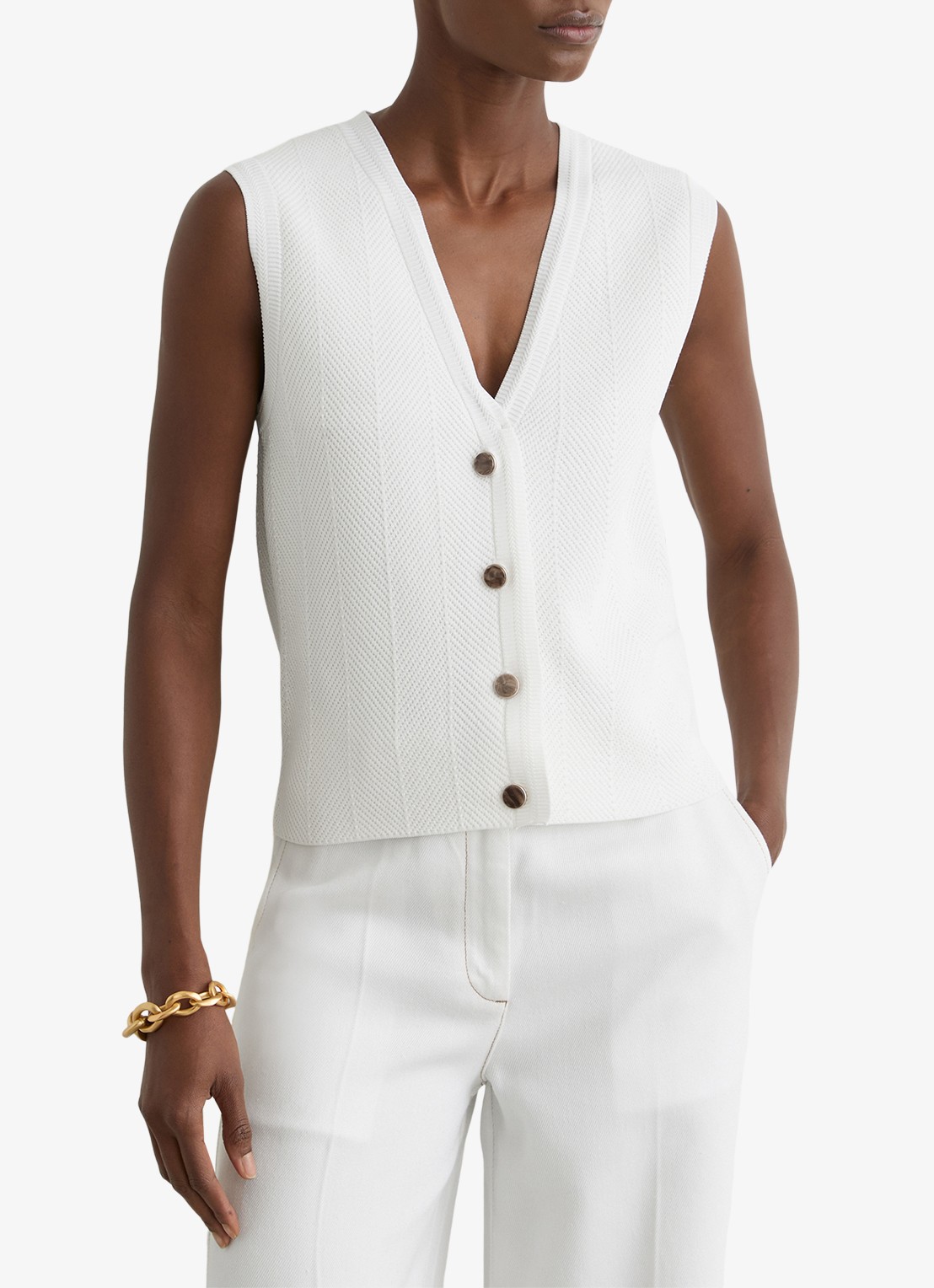 Reiss Ria gilet met structuur - detail wit